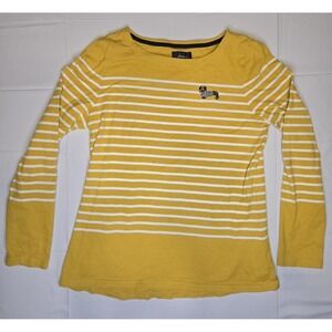 Joules 100% Cotton Embroidered Daschund Weiner Dog Striped Sweater Womens 10/Med